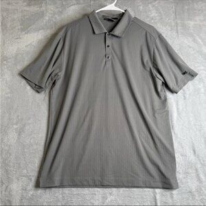 Tiger Woods Collection Polo Shirt Mens M Gray Golf Jacquard Performance Cotton